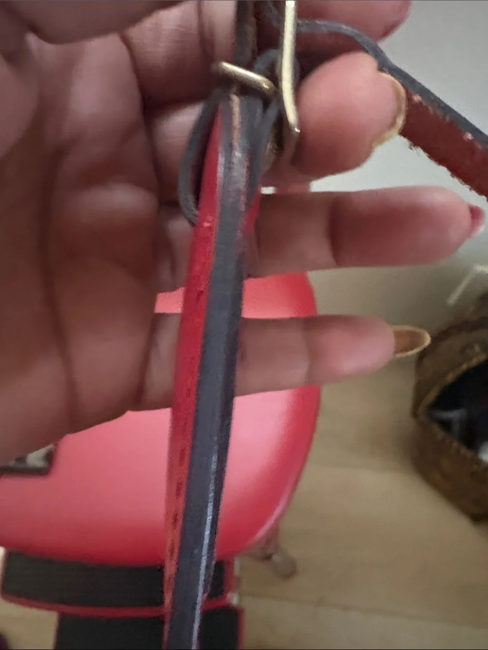 Louis Vuitton Bright Red TIAGA Leather Tag
